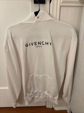 Givenchy White Pullover Hoodie with Black Logo